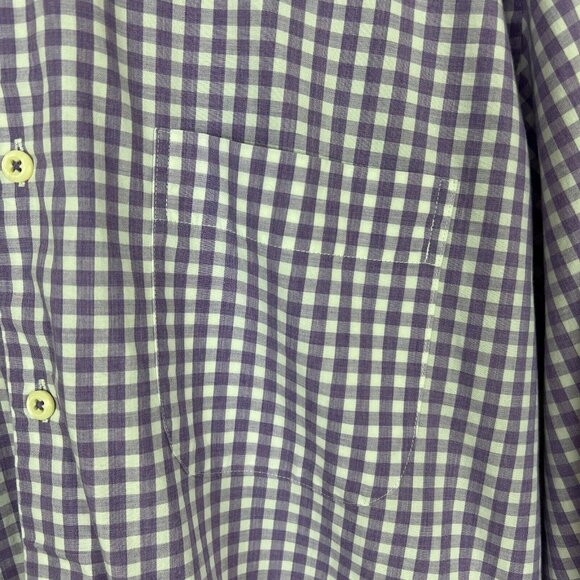 Peter Millar‎ Shirt Mens Large Purple White 100% Cotton Check Button Down Pocket - Picture 4 of 10